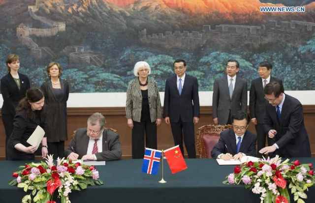 A Kínai Izlandi Szabadkereskedelmi Megállapodás aláírása