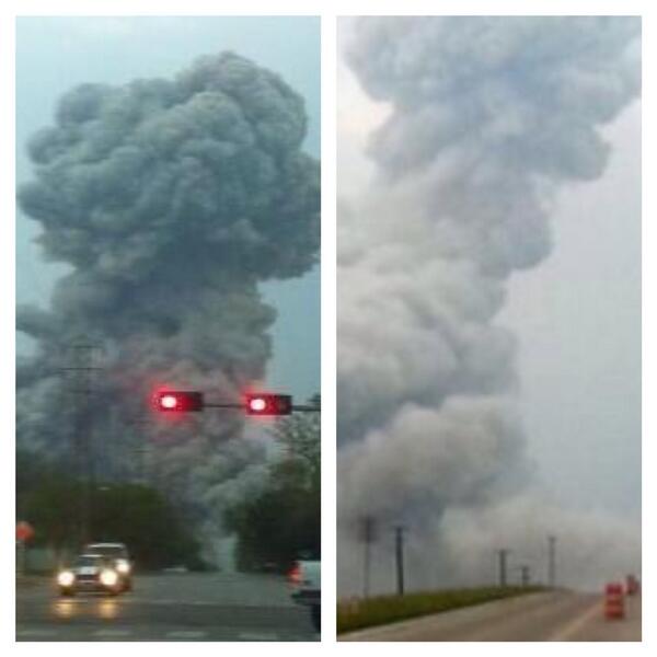 Texasi műtrágyagyár robbanás Fotó Radio KFI _ Twitter