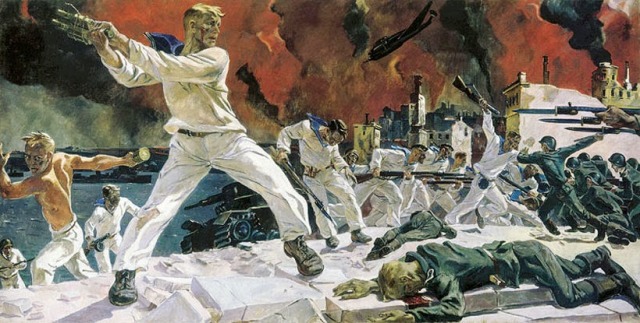 Szevasztopol hősei 1942 Festmény Denejka